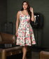 Sweetheart Floral Printed Pleated Dress